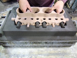 Cylinder block being moulded